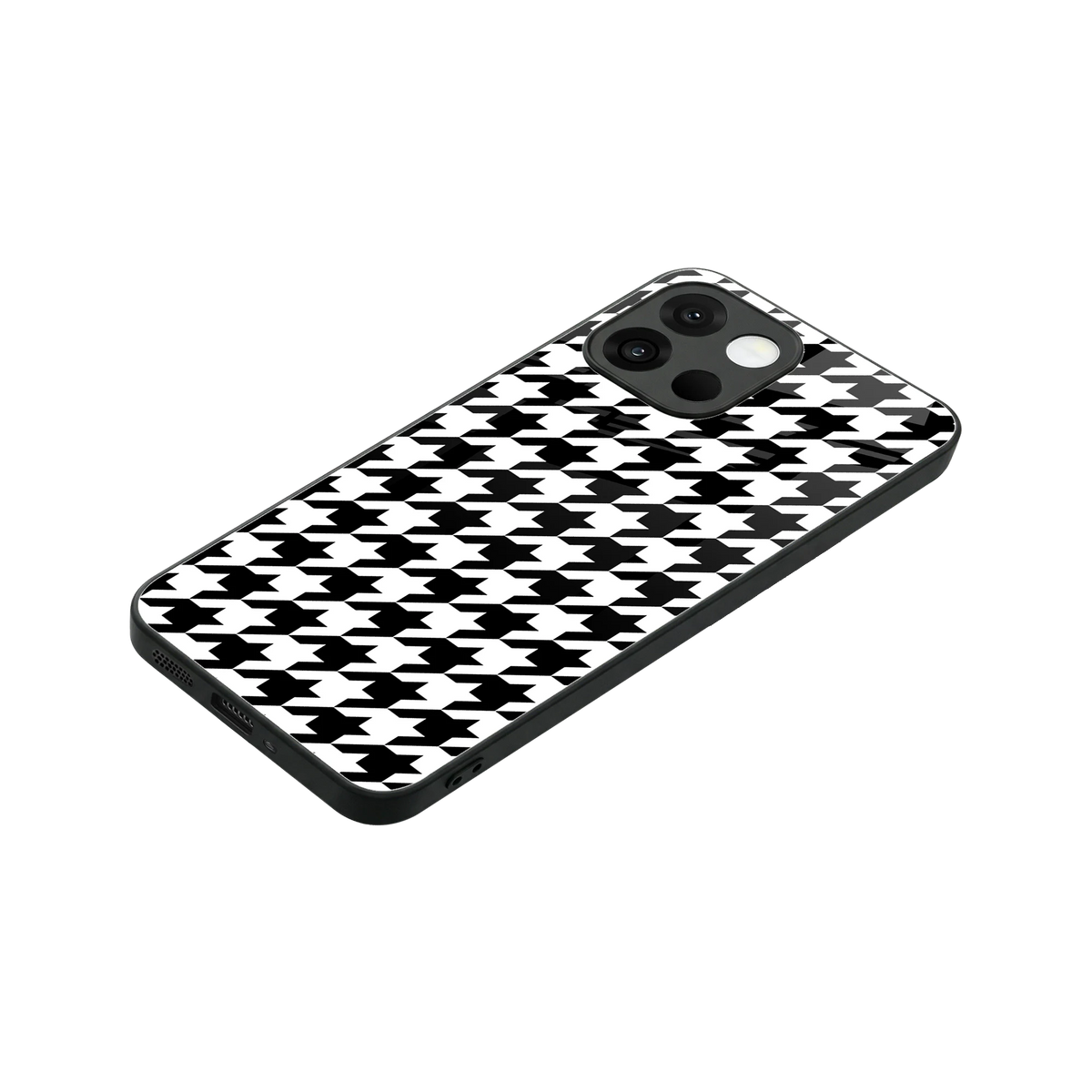 Houndstooth stylish phone case for oneplus 13s | glossy glass and slim fit