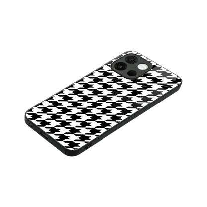 Houndstooth stylish phone case for oneplus 13s | glossy glass and slim fit