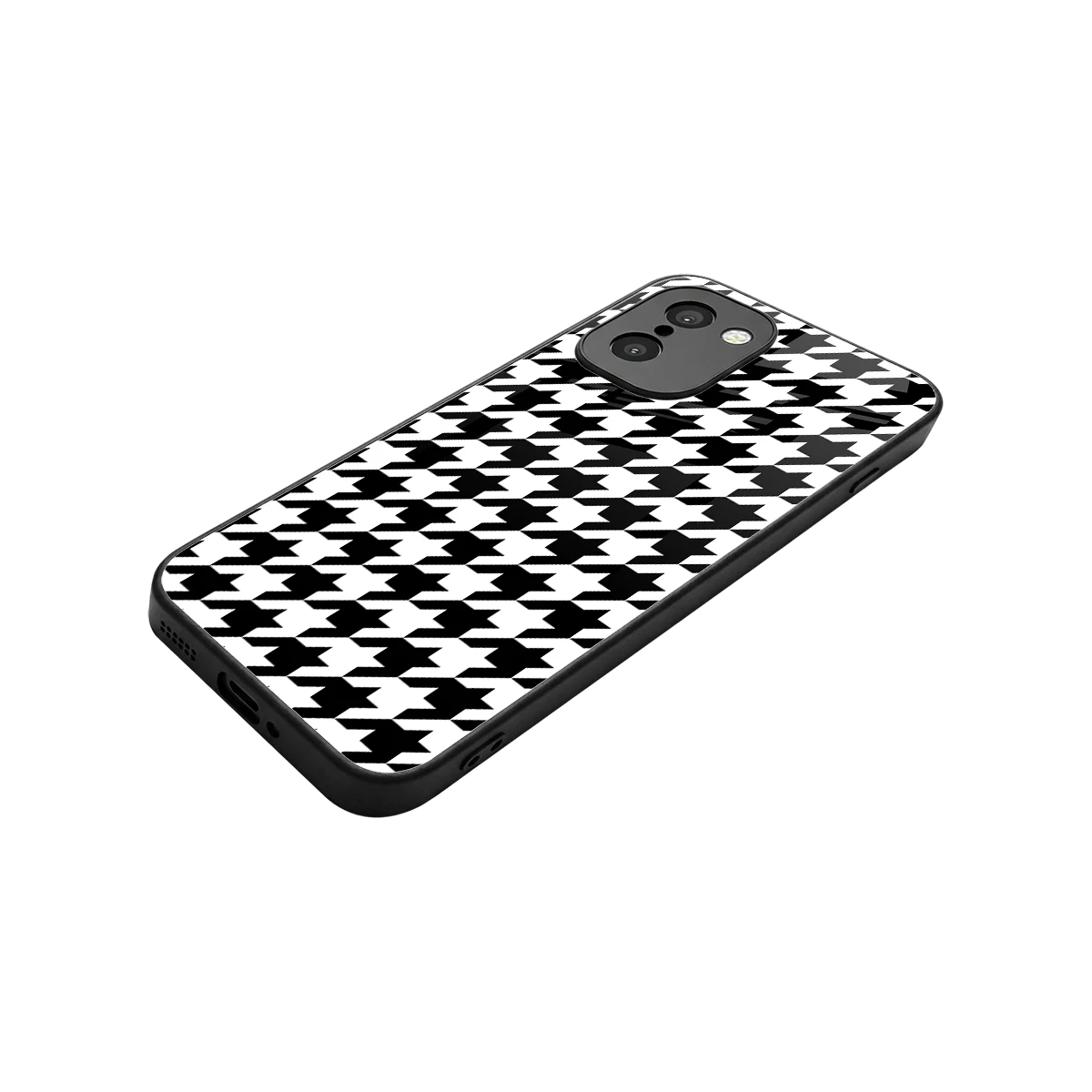 Houndstooth stylish phone case for oneplus 15r | glossy glass and slim fit