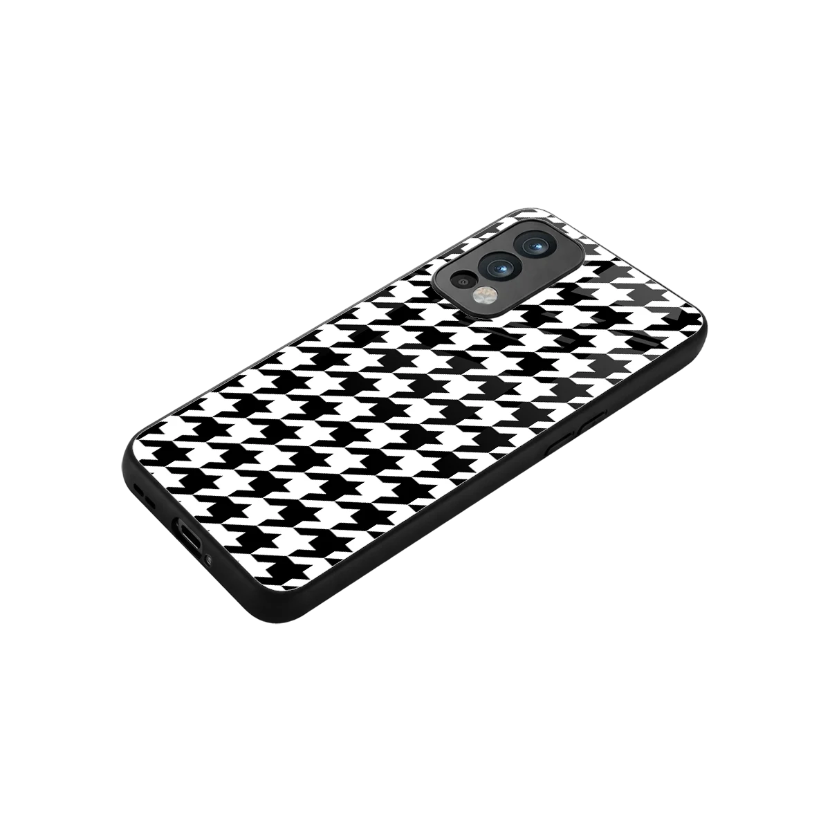 Houndstooth stylish phone case for oneplus nord 2 | glossy glass and slim fit