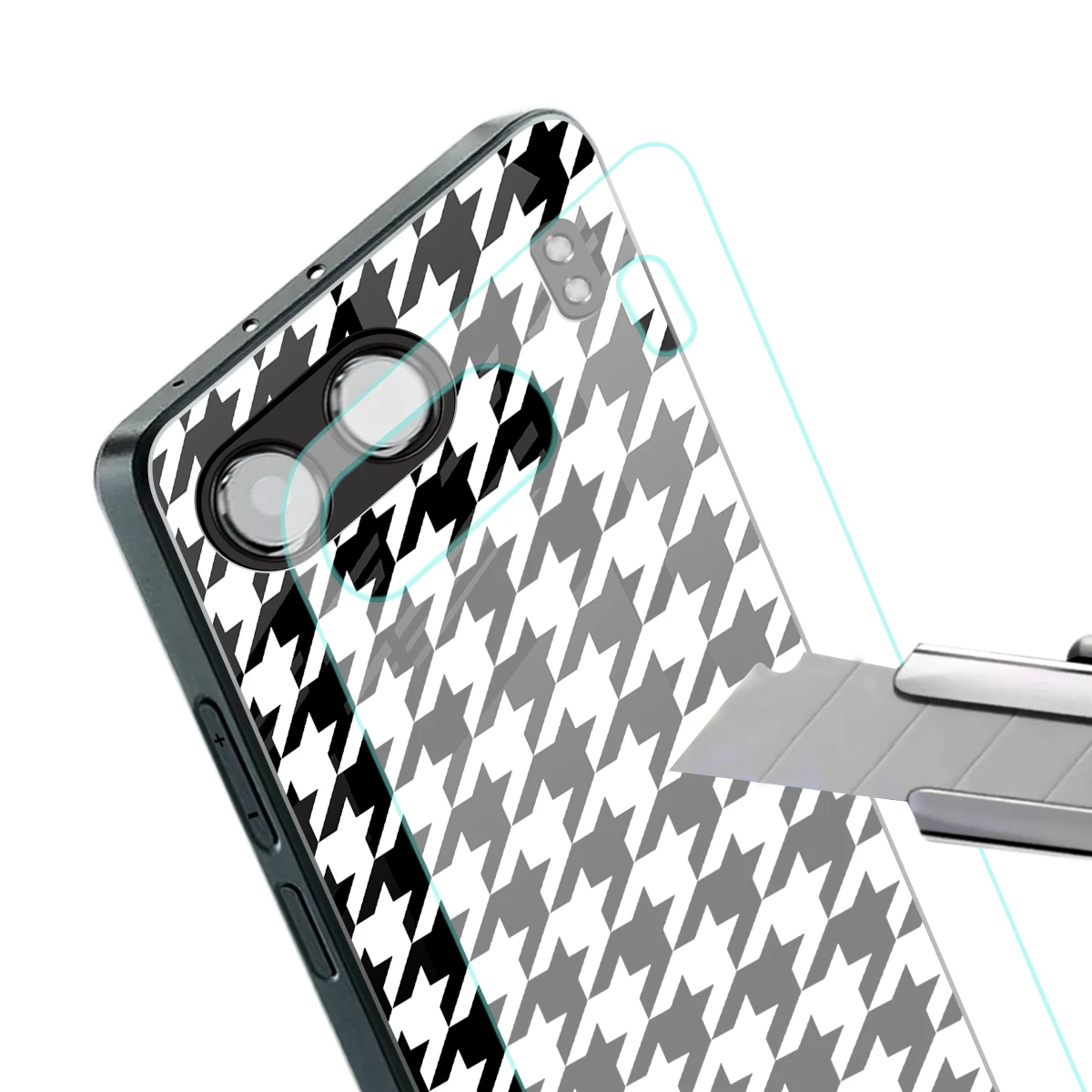 Houndstooth stylish phone case for oneplus nord 4 | glossy glass and slim fit