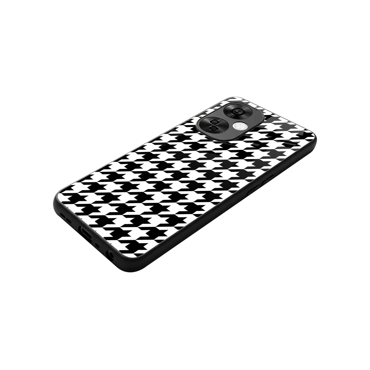 Houndstooth stylish phone case for oneplus nord ce 3 lite | glossy glass and slim fit