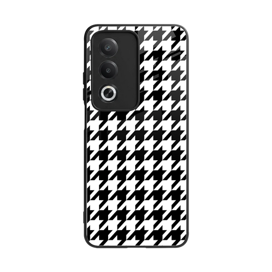 Houndstooth back phone cover | glass case for oppo a3 pro