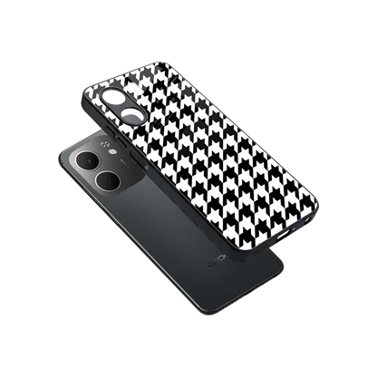 Houndstooth sleek oppo a5x 5g cover with tempered glass back and TPU edges