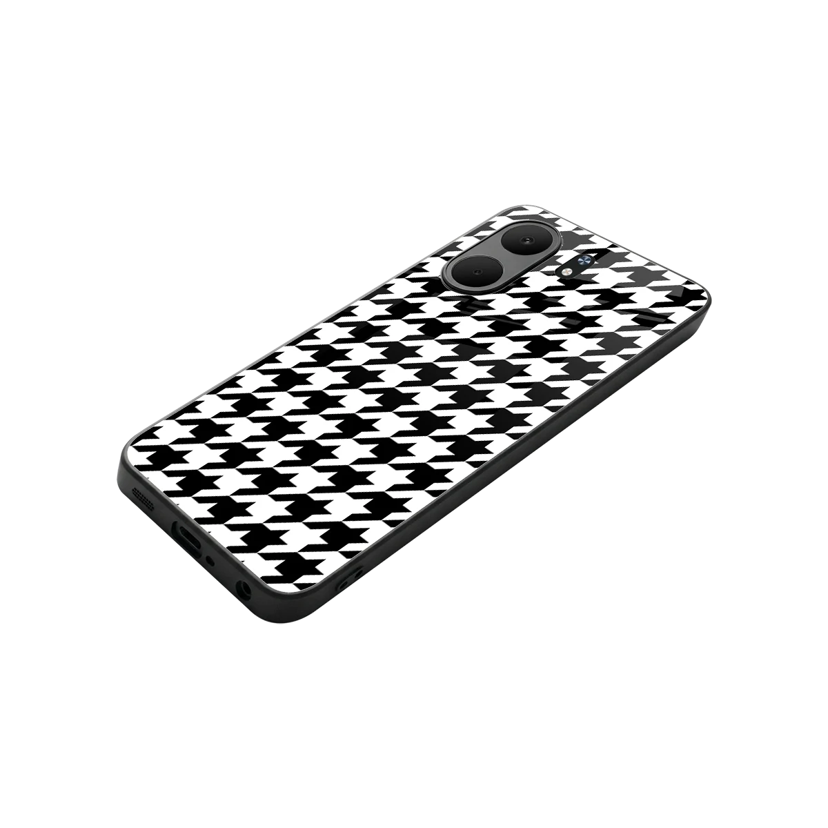 Houndstooth stylish phone case for oppo a5x 5g | glossy glass and slim fit