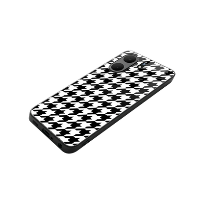 Houndstooth stylish phone case for oppo a5x 5g | glossy glass and slim fit