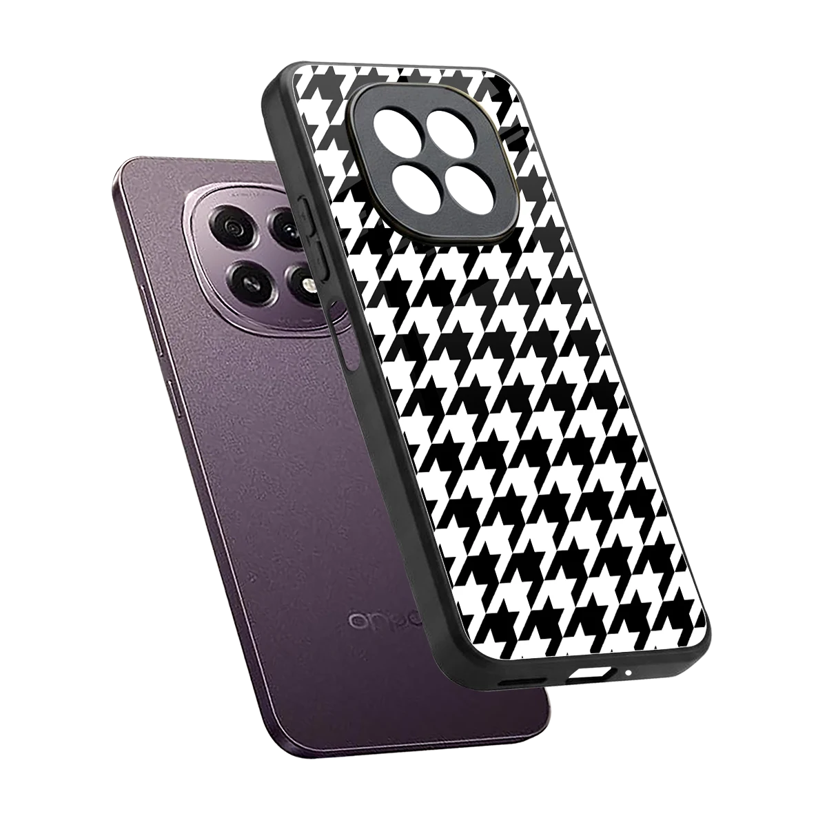 Houndstooth sleek oppo f29 5g cover with tempered glass back and TPU edges