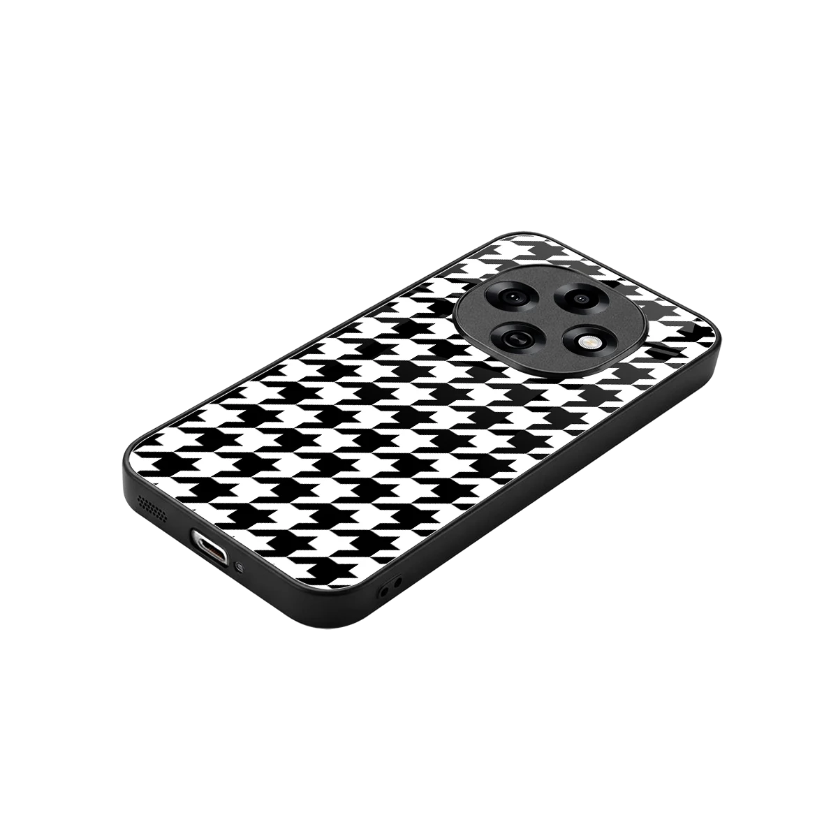 Houndstooth stylish phone case for oppo f31 pro 5g | glossy glass and slim fit