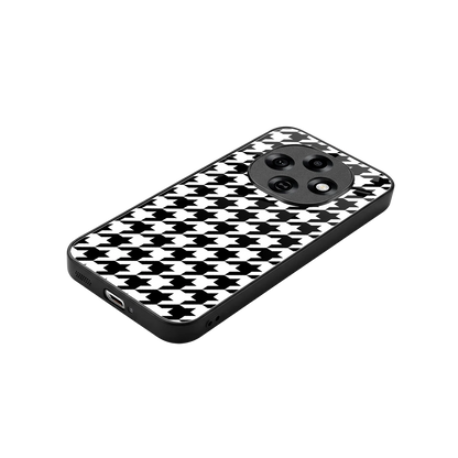 Houndstooth stylish phone case for oppo f31 pro 5g | glossy glass and slim fit