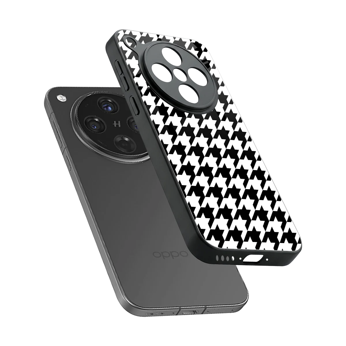 Houndstooth sleek oppo find x8 cover with tempered glass back and TPU edges