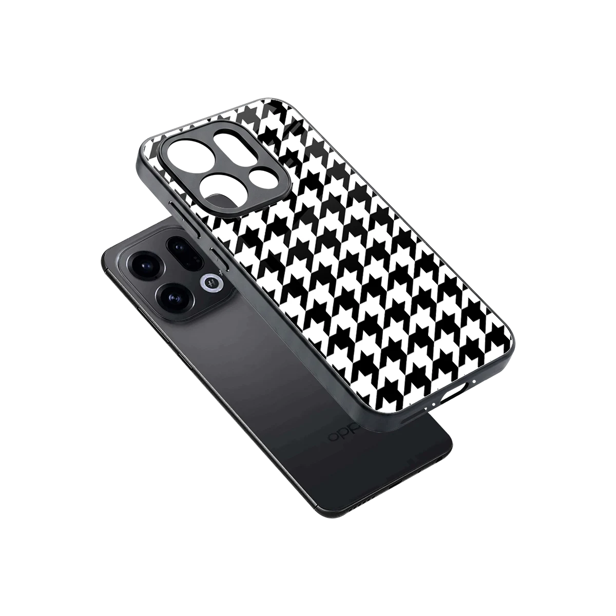 Houndstooth sleek oppo find x9 cover with tempered glass back and TPU edges