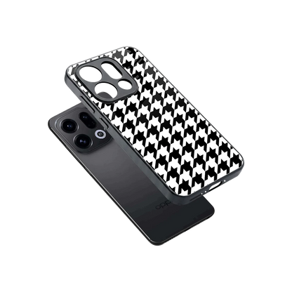 Houndstooth sleek oppo find x9 cover with tempered glass back and TPU edges
