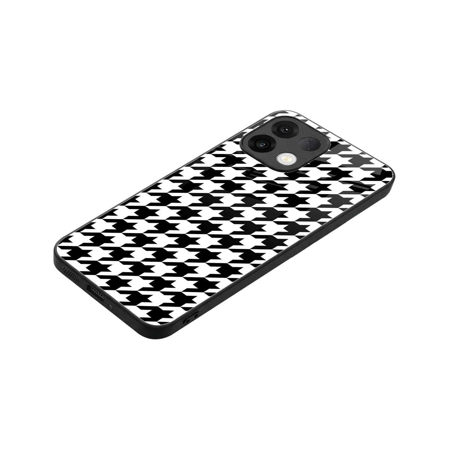 Houndstooth stylish phone case for oppo k13 5g | glossy glass and slim fit