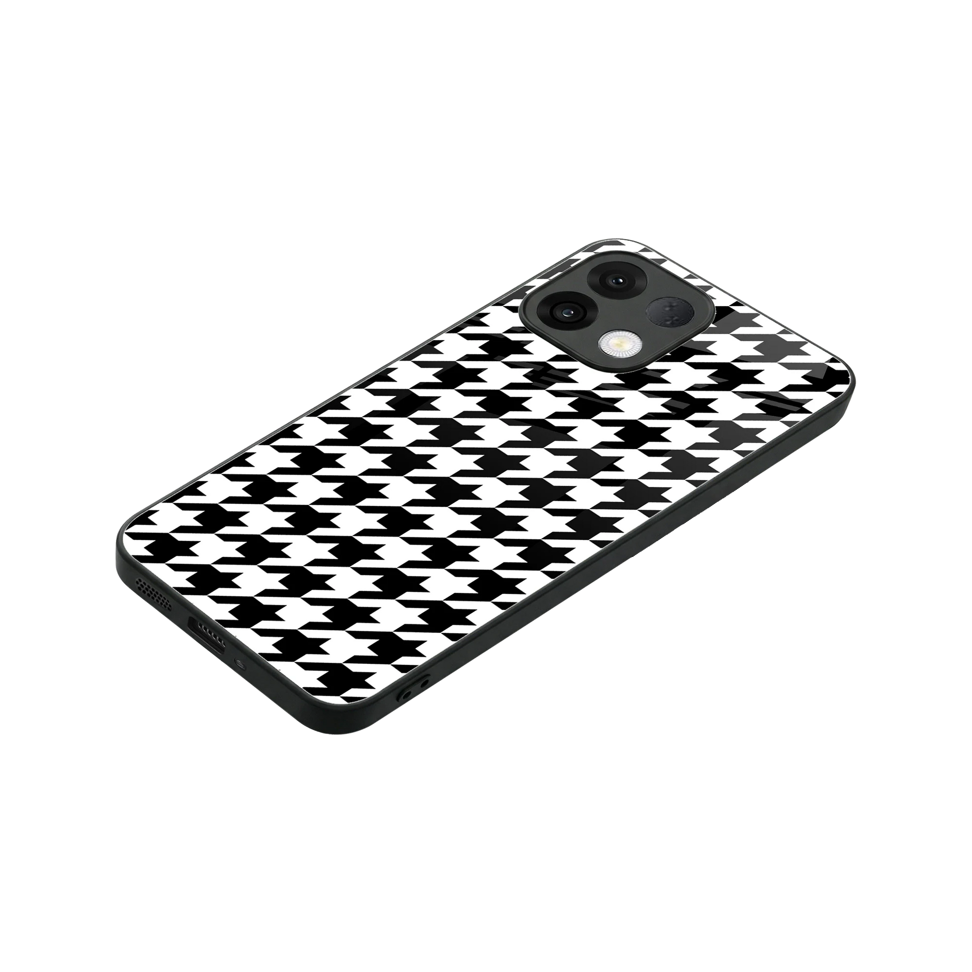 Houndstooth stylish phone case for oppo k13 5g | glossy glass and slim fit
