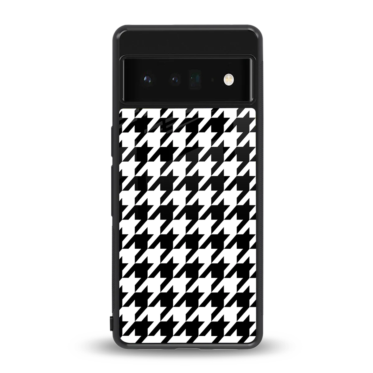 Houndstooth back phone cover | glass case for google pixel 6 pro