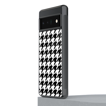 Houndstooth stylish phone case for google pixel 6 pro | glossy glass and slim fit