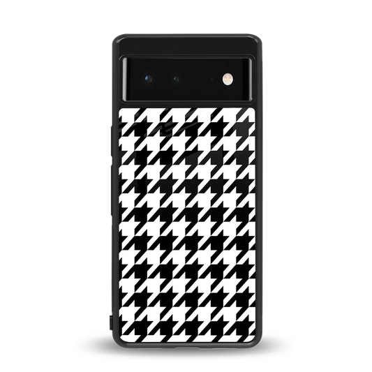 Houndstooth back phone cover | glass case for google pixel 6