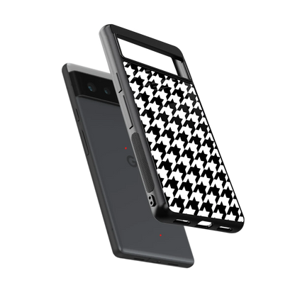 Houndstooth sleek google pixel 6 cover with tempered glass back and TPU edges