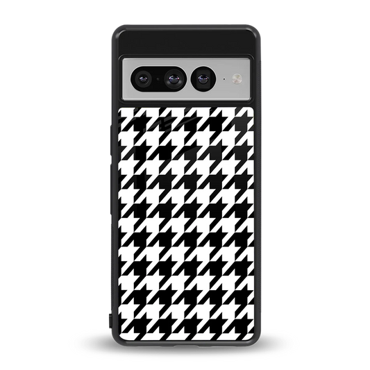 Houndstooth back phone cover | glass case for google pixel 7 pro