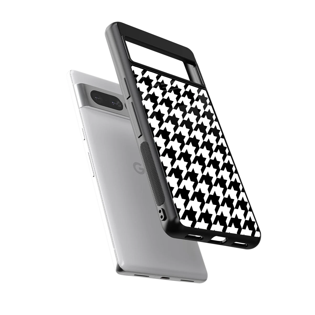 Houndstooth sleek google pixel 7 pro cover with tempered glass back and TPU edges