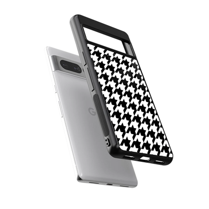 Houndstooth sleek google pixel 7 pro cover with tempered glass back and TPU edges