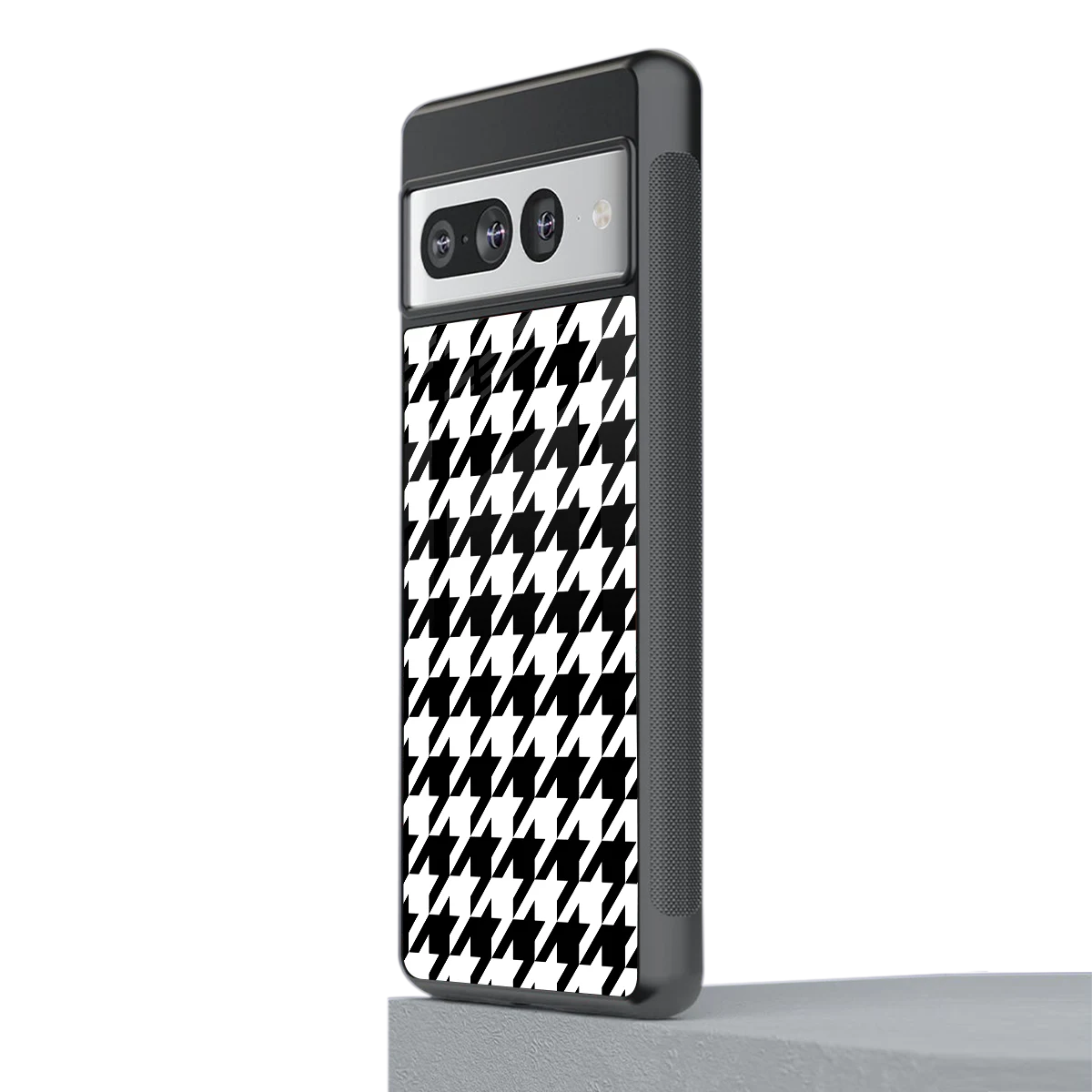 Houndstooth stylish phone case for google pixel 7 pro | glossy glass and slim fit