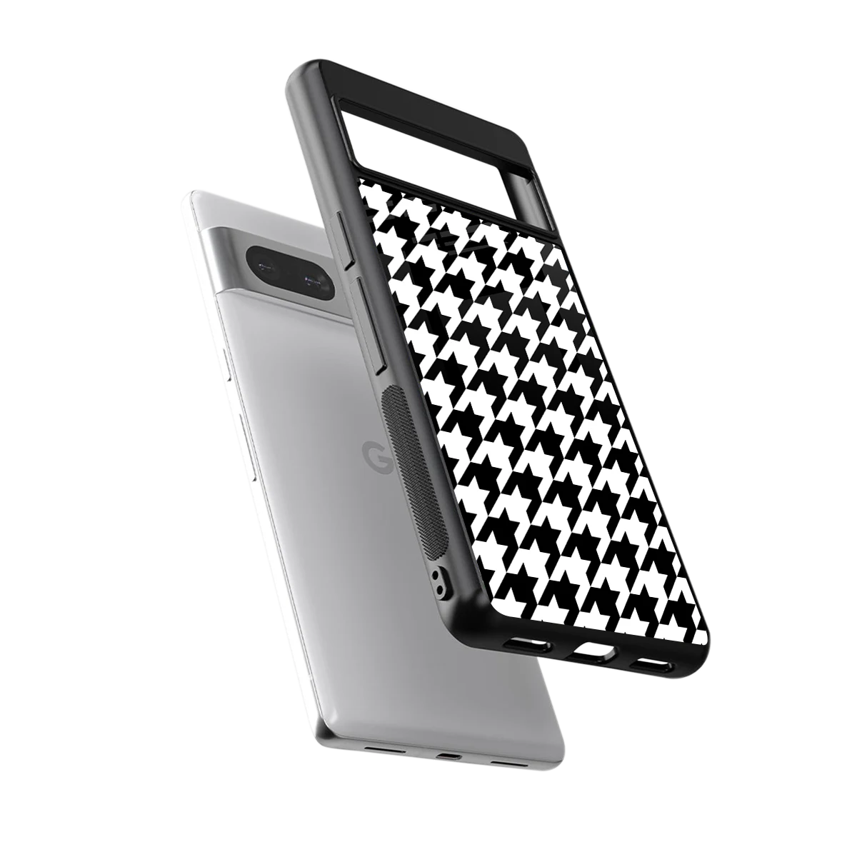 Houndstooth sleek google pixel 7 cover with tempered glass back and TPU edges