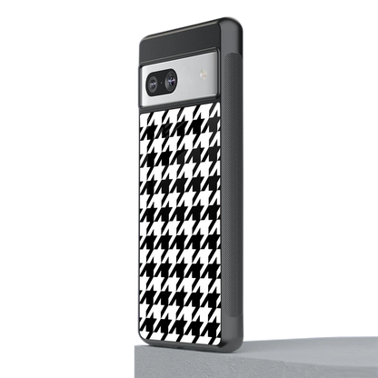 Houndstooth stylish phone case for google pixel 7 | glossy glass and slim fit