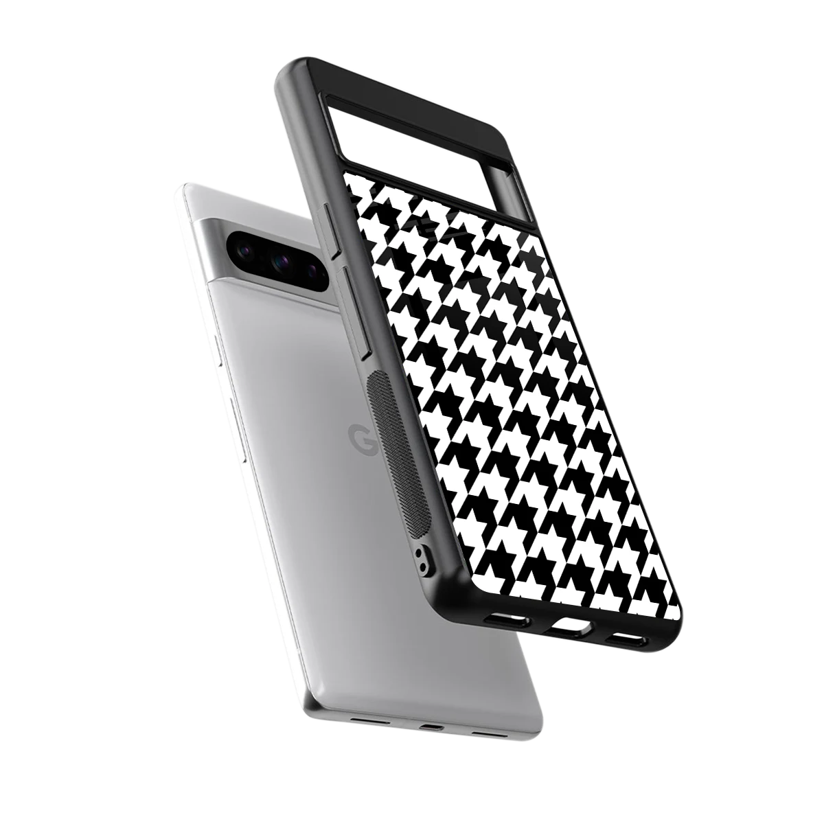 Houndstooth sleek google pixel 8 pro cover with tempered glass back and TPU edges