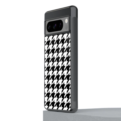 Houndstooth stylish phone case for google pixel 8 pro | glossy glass and slim fit