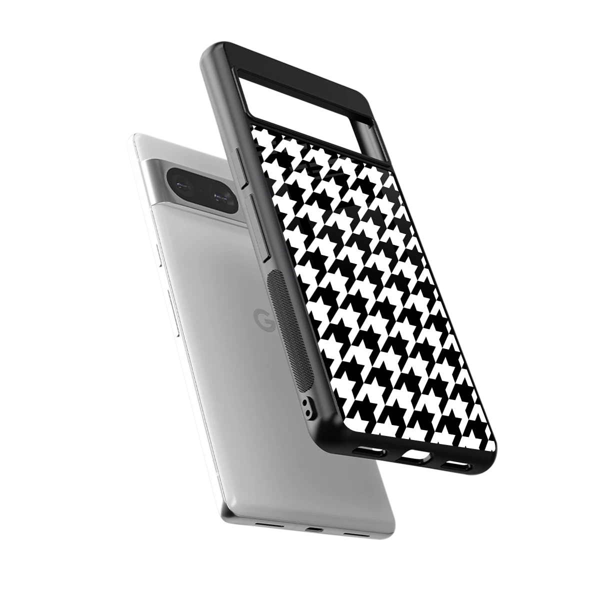 Houndstooth sleek google pixel 8 cover with tempered glass back and TPU edges