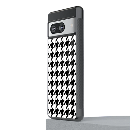 Houndstooth stylish phone case for google pixel 8 | glossy glass and slim fit