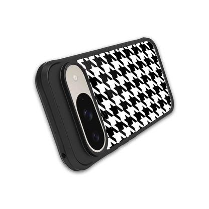 Houndstooth stylish phone case for google pixel 9 | glossy glass and slim fit