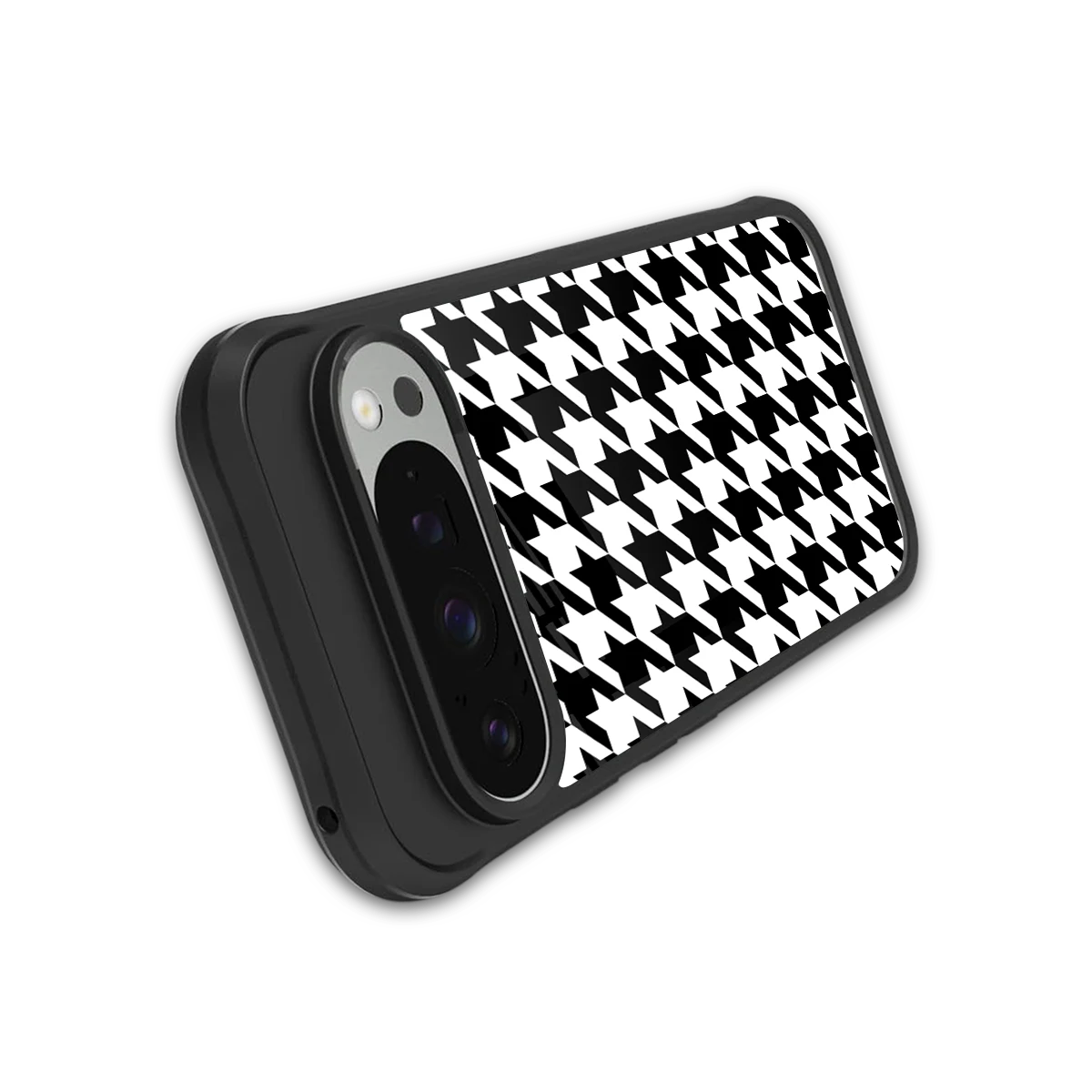 Houndstooth stylish phone case for google pixel 9 pro xl | glossy glass and slim fit