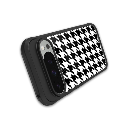 Houndstooth stylish phone case for google pixel 9 pro xl | glossy glass and slim fit