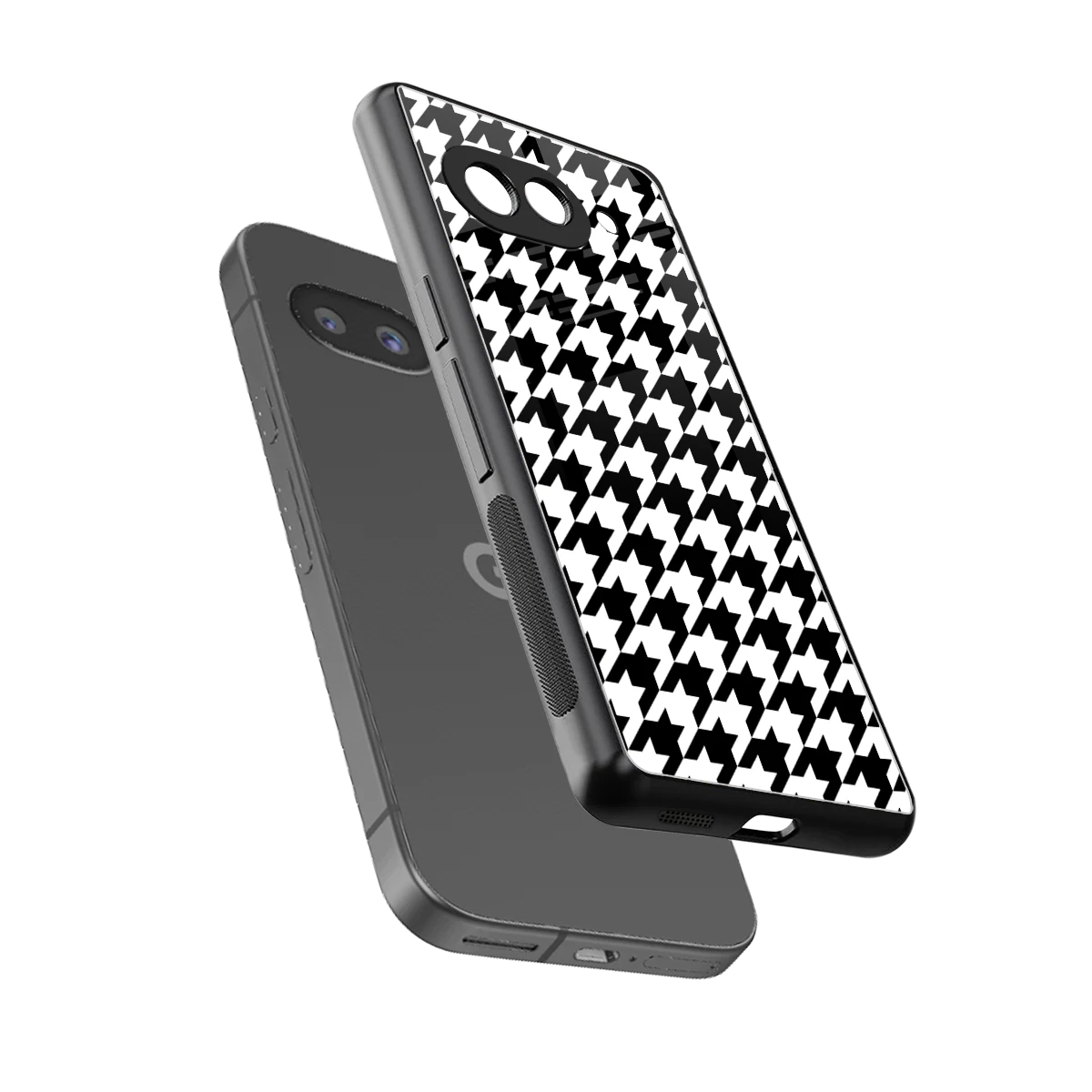 Houndstooth sleek google pixel 10a cover with tempered glass back and TPU edges