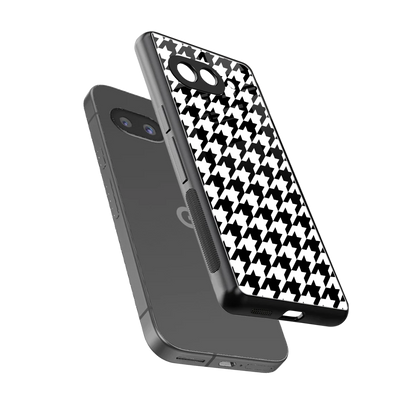 Houndstooth sleek google pixel 10a cover with tempered glass back and TPU edges