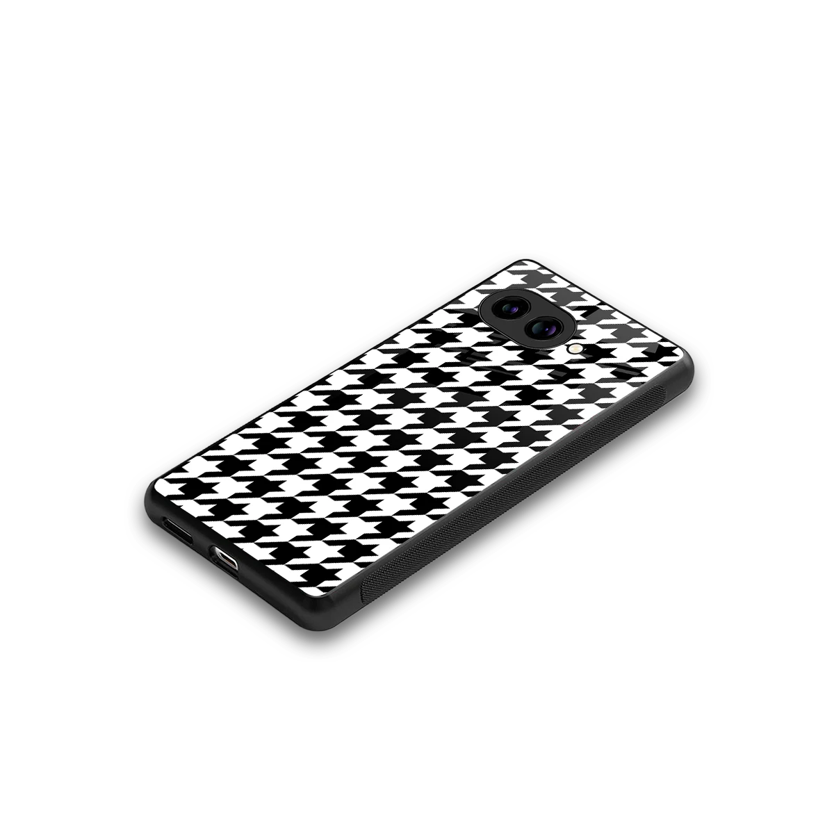 Houndstooth stylish phone case for google pixel 10a | glossy glass and slim fit
