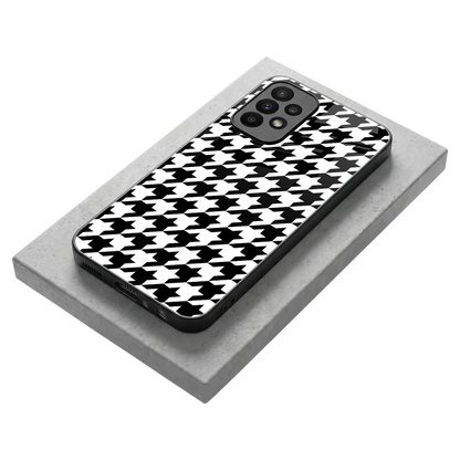 Houndstooth stylish phone case for samsung galaxy a23 | glossy glass and slim fit