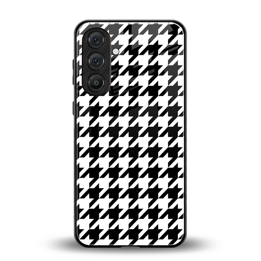 Houndstooth back phone cover | glass case for samsung galaxy m34 5g