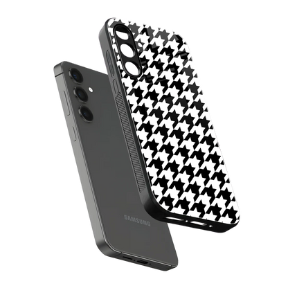 Houndstooth sleek samsung galaxy m34 5g cover with tempered glass back and TPU edges