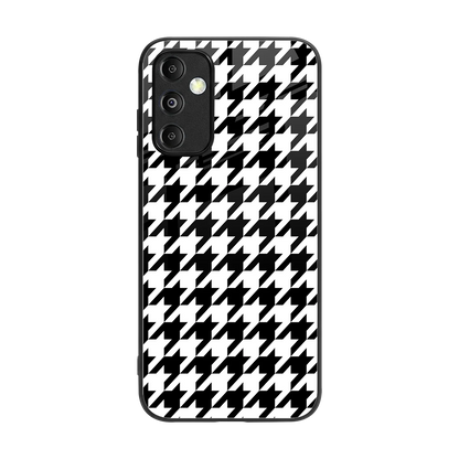 Houndstooth back phone cover | glass case for samsung galaxy m14 5g