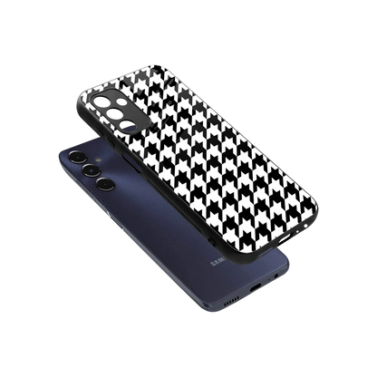 Houndstooth sleek samsung galaxy m14 5g cover with tempered glass back and TPU edges
