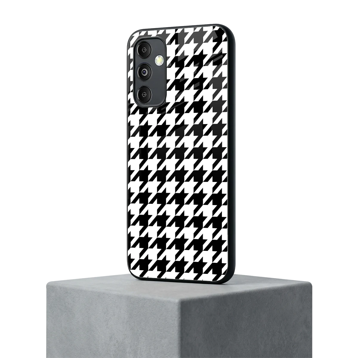 Houndstooth samsung galaxy m14 5g mobile cover | shockproof glass phone case