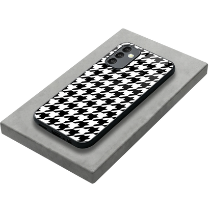 Houndstooth stylish phone case for samsung galaxy m14 5g | glossy glass and slim fit