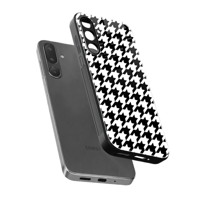 Houndstooth sleek samsung galaxy m36 5g cover with tempered glass back and TPU edges