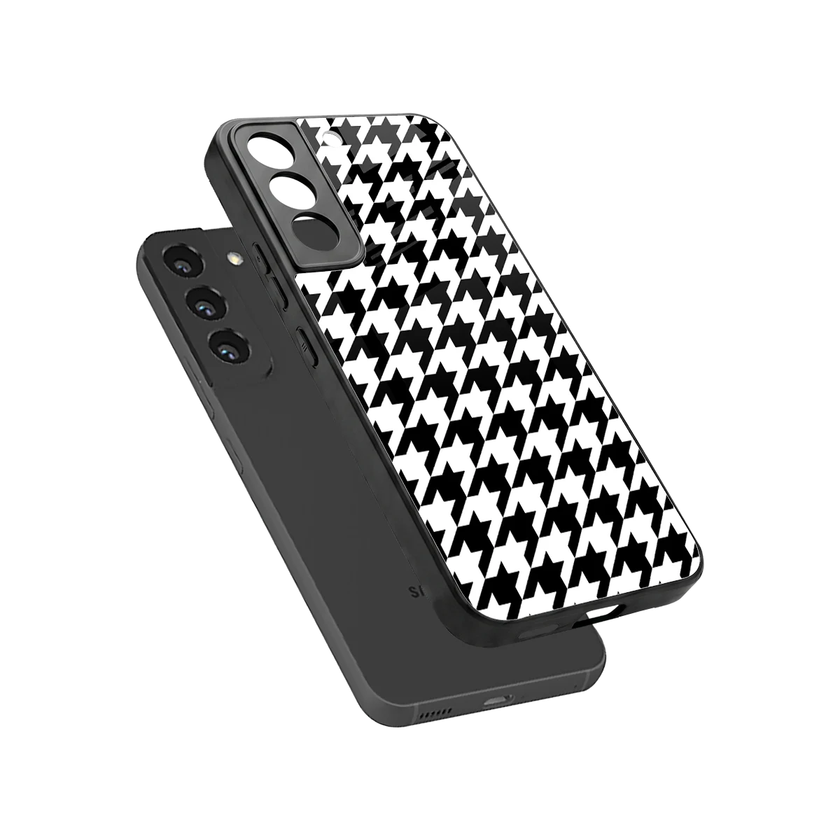 Houndstooth sleek samsung galaxy s22 cover with tempered glass back and TPU edges