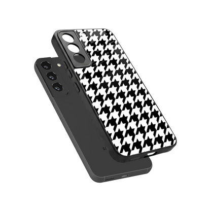Houndstooth sleek samsung galaxy s22 cover with tempered glass back and TPU edges