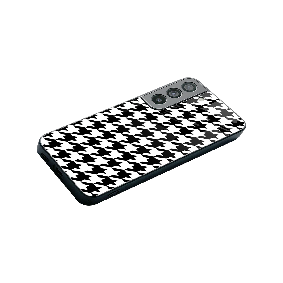 Houndstooth stylish phone case for samsung galaxy s22 | glossy glass and slim fit