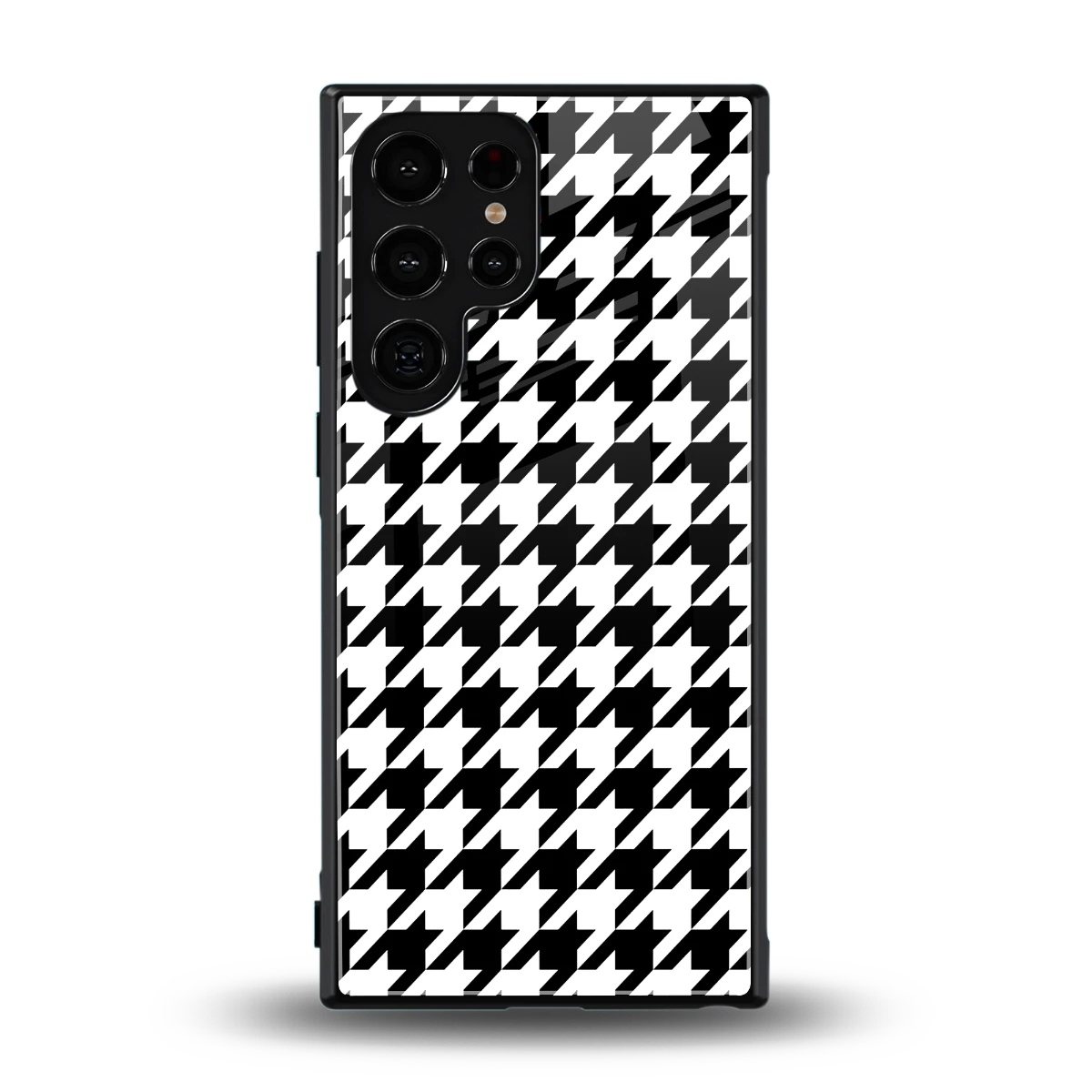Houndstooth back phone cover | glass case for samsung galaxy s23 ultra
